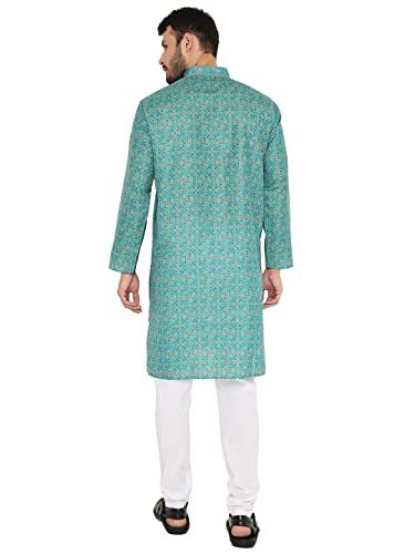 Image of Maharaja Traditional Printed Linen Kurta Pyjama Set for Men