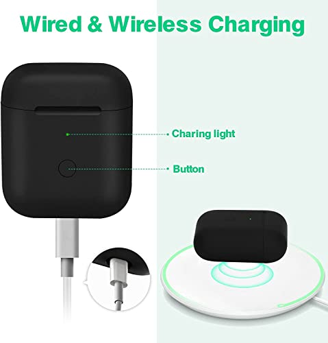 Wireless Charging Case For Airpod 1/2, Charger Case Replacement With Sync Button And Built-In 450 Mah Battery, No Earbuds Include (Black) #TOP1