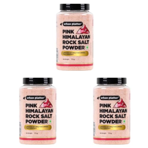 Image of Urban Platter Pink Himalayan Rock Salt Powder, 1.5kg (Mineral-Rich Salt | Unrefined & Pure | Sendha Namak | Non-Iodised | Optically Sorted) (Pack of 3)