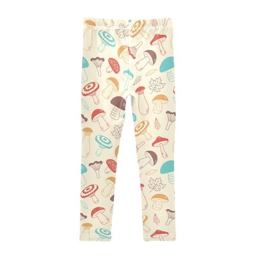ZZKKO Girls Leggings Falling Mushrooms Colorful Doodle Toddler Girls Clothes Leggings for Girls Toddler Girls Leggings 3-4T2