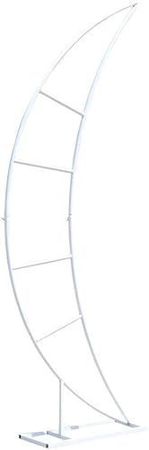 Miniatura 8 de Soporte de arco de boda en forma de luna blanca de 6.6 ft de altura, arco de boda de hierro, media luna, soporte floral para telón de fondo de boda,