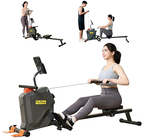 Image of Magnetic Rowing Machine, Quiet Foldable Rower with 8-Level Resistance, LCD Monitor & Tablet Holder, Full-Body Low-Impact Cardio Equipment, Optional 2-in-1 Strength Training