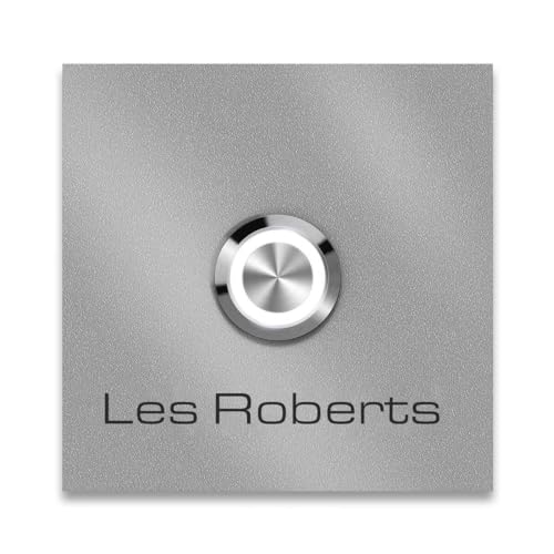 Plaque de sonnette Metzler Stella en aluminium avec bouton poussoir et gravure de nom