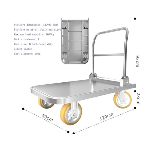 Carro de mano plegable acero inoxidable con rueda 8 pulg miniatura 2