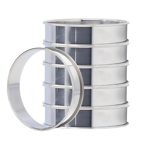 HERCHR 6 Pieces English Muffin Rings,Stainless Steel Ring Crumpet Rings,Circle Egg Ring, Cooking Rings,Muffin Tart Rings Nonstick Metal Round Ring Mold(8CM)