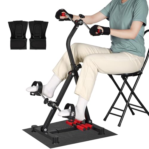NIdreamCE Adjustable Pedal Exerciser Bike for Seniors,Hand Arm Leg and Knee Therapy, Stroke Recovery, Portable Fitness Equipment for Total Body Workout - Great Gift for Elderly Rehab