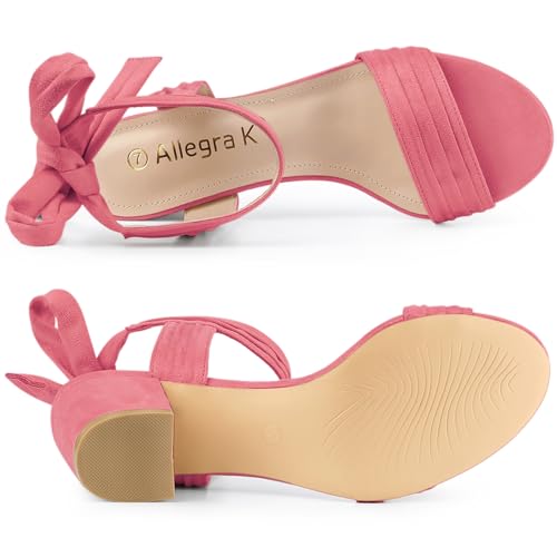 Image of Allegra K Women's Open Toe Ankle Tie Back Block Heels Sandals