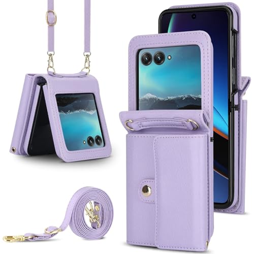 Étui Motorola Moto Razr Plus 2024 violet - Rabat cuir et bandoulière