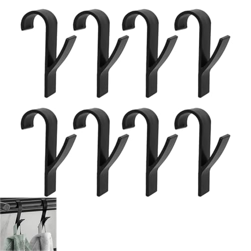 XXLKVSK 8 Pcs Round Radiator Hooks Plastic Towel Radiator Brackets Hooks Radiator Hanger Removable Over Radiator Towel Rail Hooks for All Standard Radiators (Black)