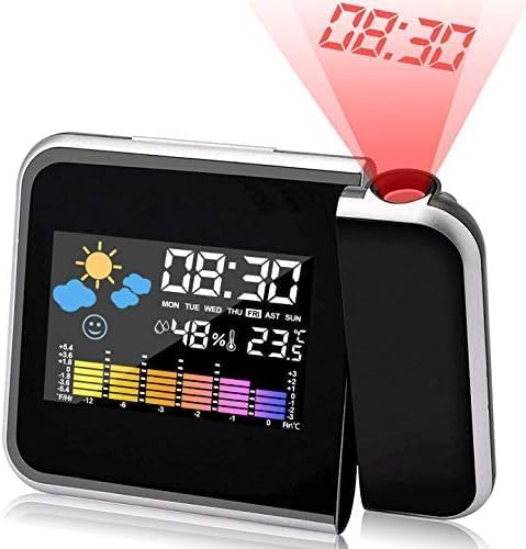 DASIAUTOEM Reloj despertador con proyección LED, reloj de proyección digital con temperatura y fecha, proyector de techo para dormitorio, despertador LED con proyección de techo para dormitorio