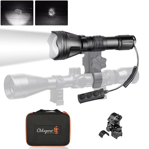 Odepro KL52 Max Upgraded 850nm IR Illuminator Flashlight for Night Vision Hunting, Focus Adjustable Infrared Scope Mounted Light with Stepless Dimmer Switch, for Coyote Hog Predator Hunting