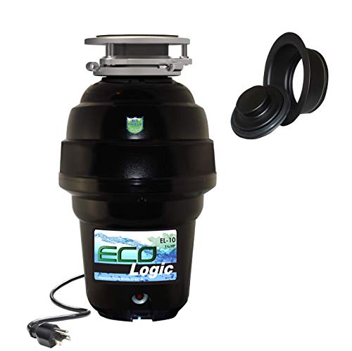 One-Day Sale: Up to 60% Off Eco Logic EL-10-DS-BK 10 Designer Series Food Waste Disposer with Black Sink Flange, 1-1/4 HP