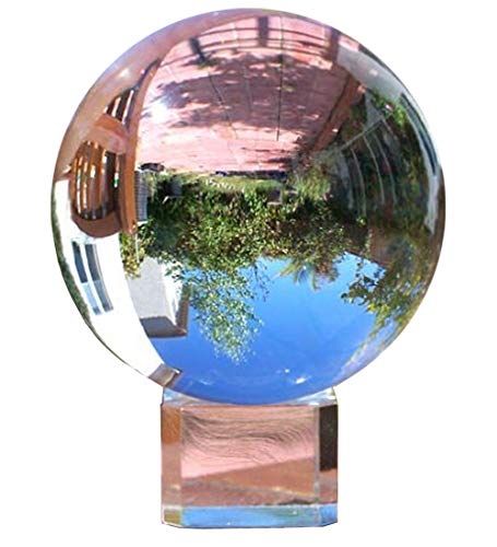 Amlong Crystal Meditation K9 Crystal Ball 3.25 inch (80mm) Diameter for Photography, Lensball, Decorative Ball with Free Crystal Stand and Gift Box, Clear