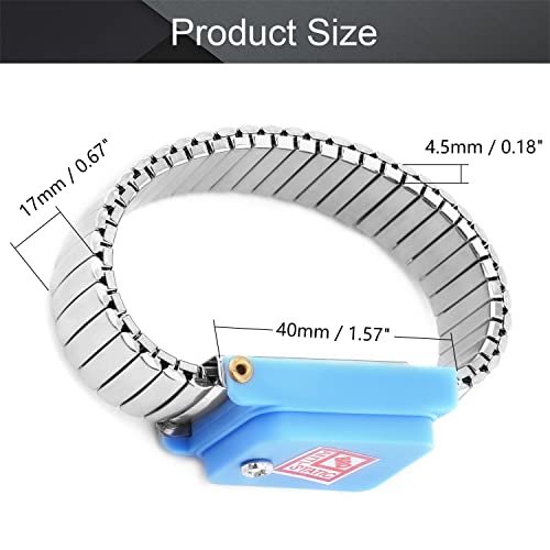 Image of Othmro PWJ Cordless Anti Static ESD Wrist Strap Wireless Antistatic Wristband Flexible Woven Wrist Strap Discharge Band for Electronic Maintenance Dust-Free Workshop Blue Silver