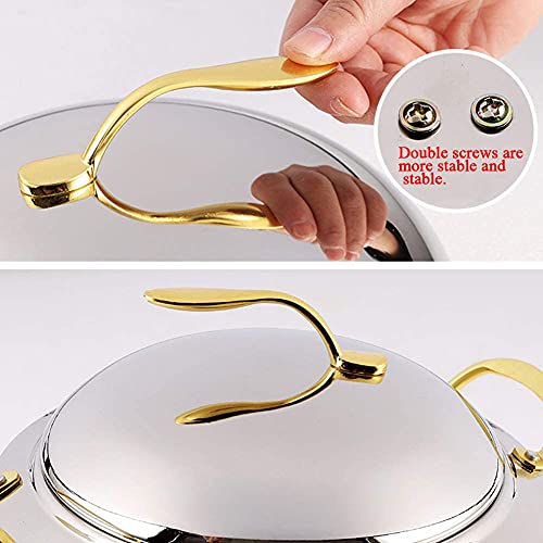 Chafing Dish 2er-Set, runder Buffet-Chafer aus Edelstahl für Catering, Party, Hochzeit, Abendessen, Servieren, Buffet-Wärmer in voller Größe mit Pfannen und Brennstoffhaltern (3 l),B – Bild 6
