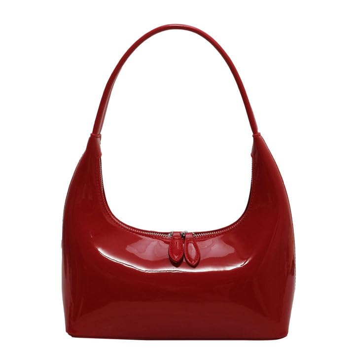 Small Shoulder Bag for Women Chic Leather Purse Red Underarm Bag4