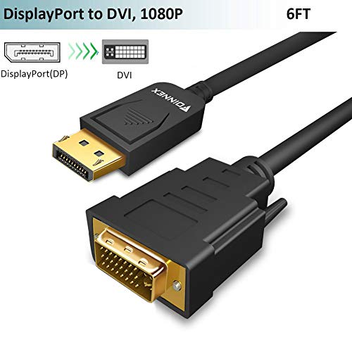 DisplayPort auf DVI Kabel,Display Port zu DVI Adapter Cordon 1,8m,FOINNEX Männlich DP to DVI Cable,1080P@60Hz Video Stecker für Laptop,PC,Desktop in