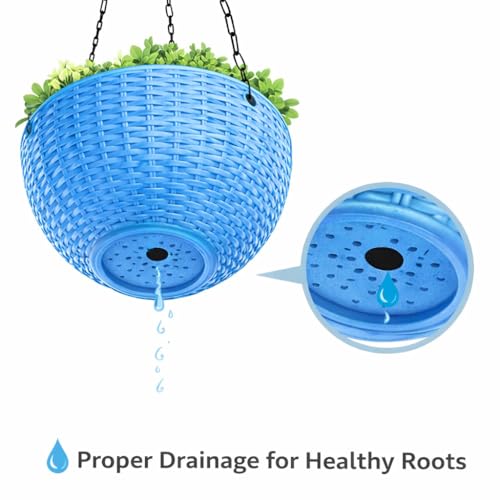 Image of Plastic Plant Pot With Hanging Chain, Multicolour, Pot Diameter -7.1 Inch, Pot Height -4.8 Inch, Pot Thickness -3 mm, Chain Length-13 inch approx., 5 Pieces