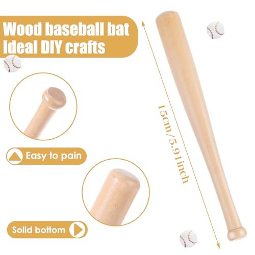 6 bates de béisbol pequeños de madera sin pintar listos para personalizar 3