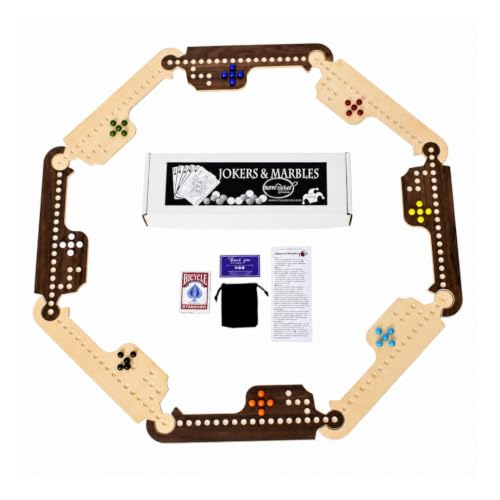 Jokers and Marbles Game, Solid Wood (4-8 Player) by Rustic and Refined Design - Used condition - US$63.60