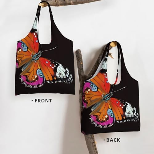 Canvas Tote Bag for Women Shoulder Tote Purse Reusable Grocery Bag Pretty butterfly Aesthetic Shopping Bags3