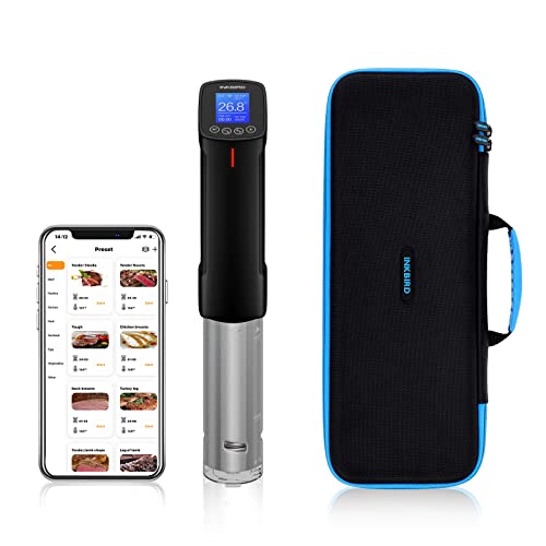 INKBIRD ISV-100W Sous Vide Cooker + Custodia Protettiva | WiFi Roner Professionali Cottura Sottovuoto Bassa Temperatura 1000W, Borsa in EVA Rigido per il Trasporto Antigraffio, Antipolvere, Nero