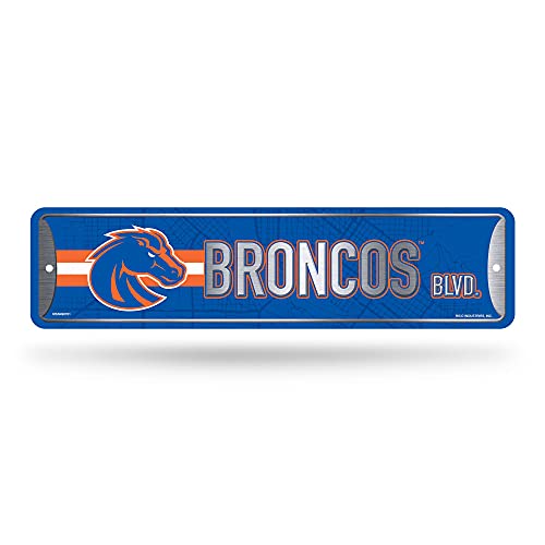 NCAA Boise State Broncos Home Décor Metal Street Sign (4" x 15") - Great for Home, Office, Bedroom, & Man Cave - Made by Rico Industries