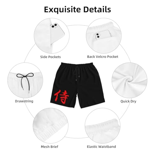 Japanese Kanji Samurai Bushido Men's Quick-Dry Board Shorts 7" - Swim Trunks Summer Hawaii Beach4