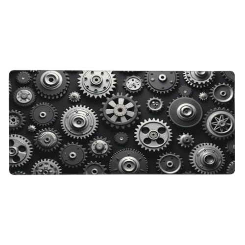 Tapis de souris de jeu en caoutchouc pour clavier de PC avec grand imprimé engrenages