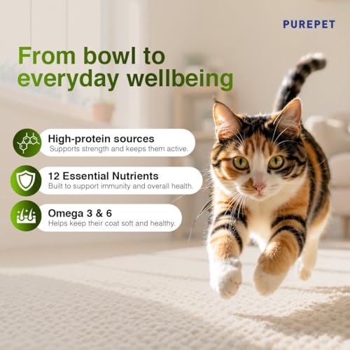 Image of Purepet Adult Dry Cat Food 1kg Pack | Chicken & Vegetable Flavour | Prevents Hairballs | Supports Heart Function | Promotes Skin Wellness | Enriched with Taurine
