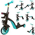 RYDR 3-in-1 Kids Scooter Tricycle Balance Bike – Adjustable Ride-On Toy for Ages 2–6, Converts to 2/3 Wheel Scooter, Trike, Pedal Bike, Adjustable Handle Height with Removable Pedals (Blue)