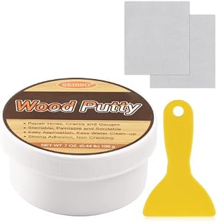 SEISSO Multi-Purpose Wood Filler, Water-Based Wood Putty, White Wood Filler for Trim, Wood Filler Paintable, Stainable, Wood Furniture Repair kit - Restore Wooden Table, Cabinet, Floors, Door
