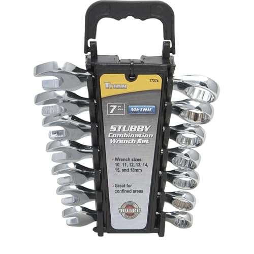 Titan 17374 7-Piece 12-Point Metric Stubby Combination Wrench Set