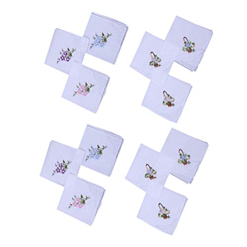 12Pcs Exquisite Embroidered Lace Wedding Napkin Beautiful Printing Cotton Facial Towel (Random Flower Pattern) Decor For Wedding Banquet Celebration Favors #TOP14