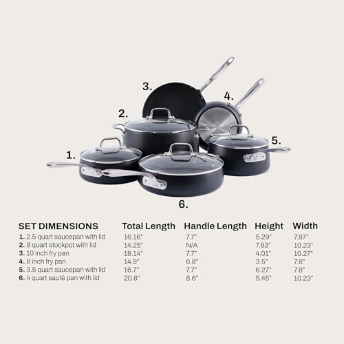Image of All-Clad HA1 Expert Hard Anodized Nonstick Cookware Set (10 Piece) Pots, Frying Pans, Dishwasher-Safe, Oven-Safe Up to 500F Compatible with All Stovetops (Gas, Electric & Induction) - Black