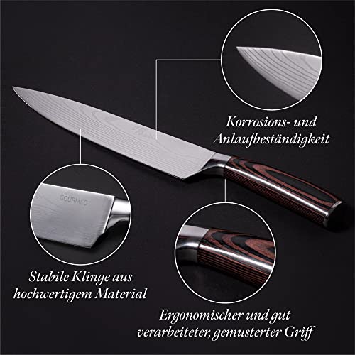 Kochmesser 20 cm GOURMEO mit Holzgriff – Edelstahl Küchenmesser
