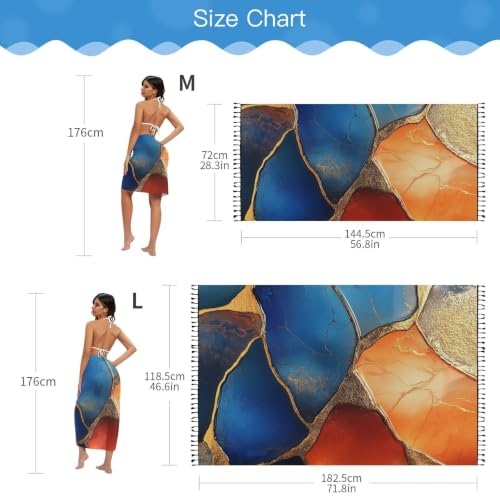 Cubierta de traje de baño de mármol azul y naranja ideal para tus días de piscina y tardes de playa 7