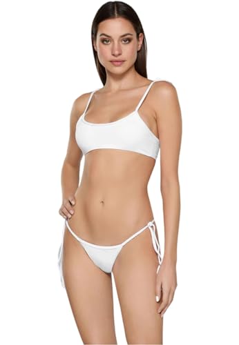 Bikini blanc pour femme de plage taille S maillot de bain tressé