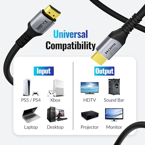 Câble HDMI 8K 60Hz adaptateur HDMI 2.1 48 Gbit/s eARC pour PC portable et 4K 120Hz