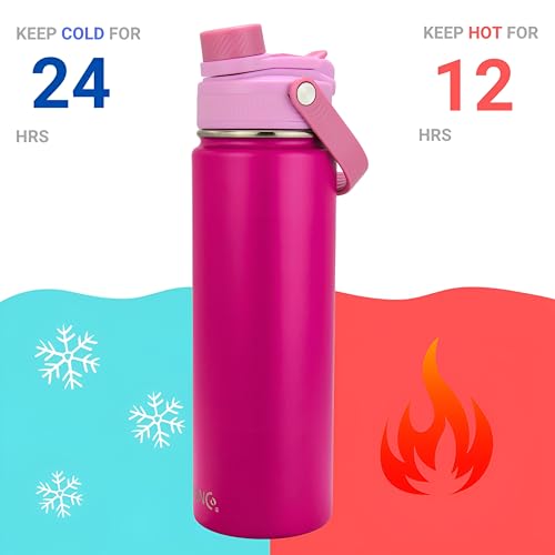 Image of Drinco Stainless Steel Water Bottle Spout Lid Vacuum Insulated Double Wall Water Bottle Wide Mouth Leak Proof Keep Cold Sport Camping Hiking (22oz Orchid Purple)