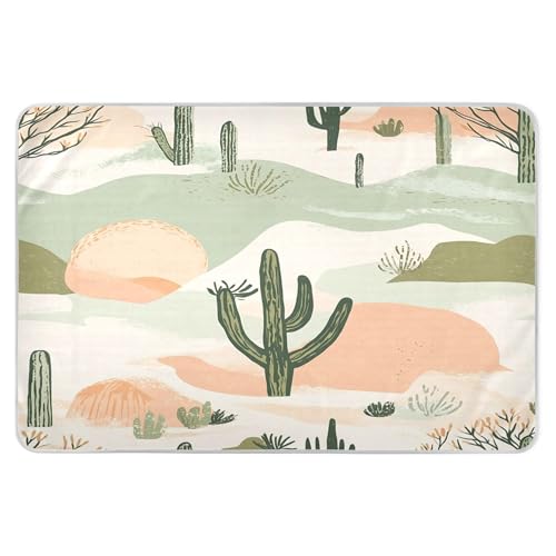 Takiito Desert Cacti Bed Pad Reusable Bed Underpad Washable Waterproof Leak-Proof Quick Dry Incontinence Pee Pad for Toddlers Kids Adults Pets 34x52 in
