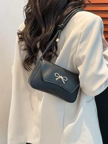 SweatyRocks Women's Knotted Top Handle Bow Shoulder Bags Leather Underarm Purses Handbags4