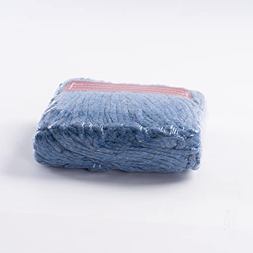 Matthew Cleaning 24Oz Heavy Duty Mop Head Commercial Replacement For General And Floor Cleaning, Wet Industrial Blue Cotton Looped End String Head Refill (Pack Of 3) Blue #TOP6