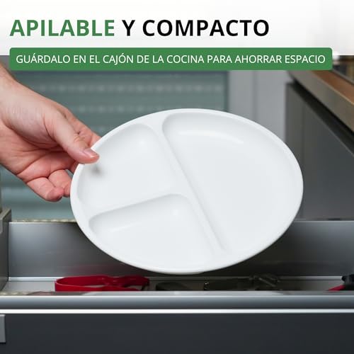 Miniatura 7 de Westmark Plato De Menú Para Microondas Con 3 Compartimentos, 2 Unidades, Diámetro: 25 Cm, Plástico, Blanco, 224022e3
