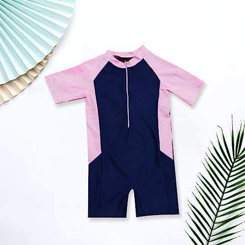 Kids One 𝗣iece Swimsuit Shirts Rash Guard Short Sleeve Zipper Bathing Suits Boys Girls Beach Swimming Tops Clothes4