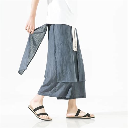Men Casual Wide Leg Pants Streetwear Irregular Harem Pants Solid Color Vintage Skirts Trousers2