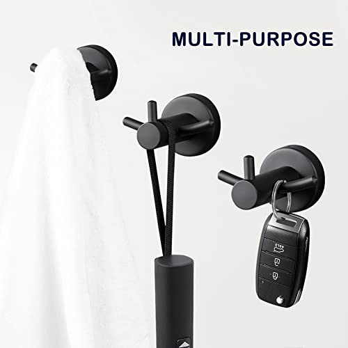 Jaawan Pack Of 2 Matte Black Wall Mounted Towel Hooks For Bathroom Shower Kitchen Cabinet Closet Door, Sus304 Stainless Steel Double Bath Robe Hook #TOP5