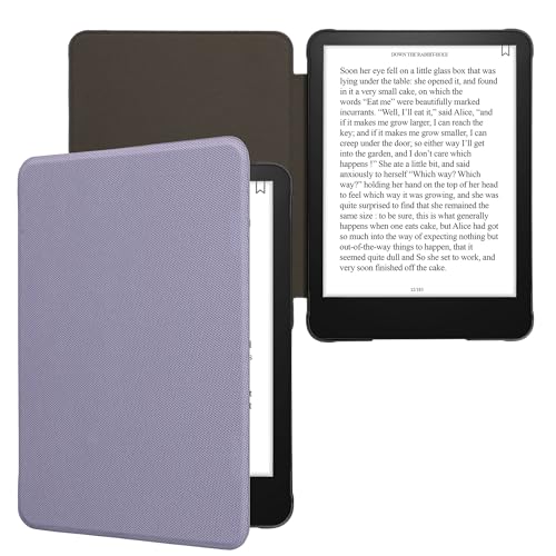 kwmobile Case Compatible with Amazon Kindle Paperwhite (2024)/Colorsoft - Nylon Protective e-Reader Cover Folio Book Style Case - Lavender