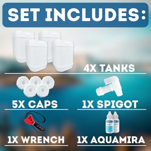 5-Gallon Stackable Water Storage Containers, Water Treatment, w/ 5 Lids + 1 Spigot, Easy Fill, Survial Supply Emergency Water Storage for Disaster Preparedness, 20 Gallon (4 Tanks) - Image 4