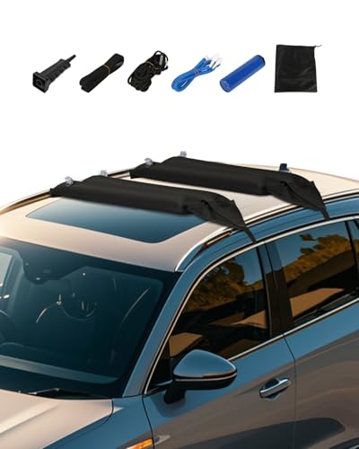 VEVOR Coussinets de Toit Gonflables Universels, Coussinets pour Barres Transversales et Porte-Kayak, Charge 40 kg, avec 2 Sangles d'Arrimage, Cordes, Pompe à...